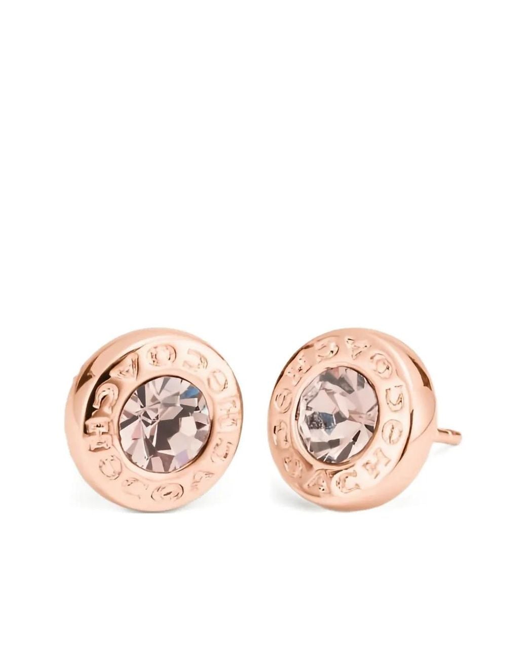 COACH Pink Open Circle Stone Stud Earings