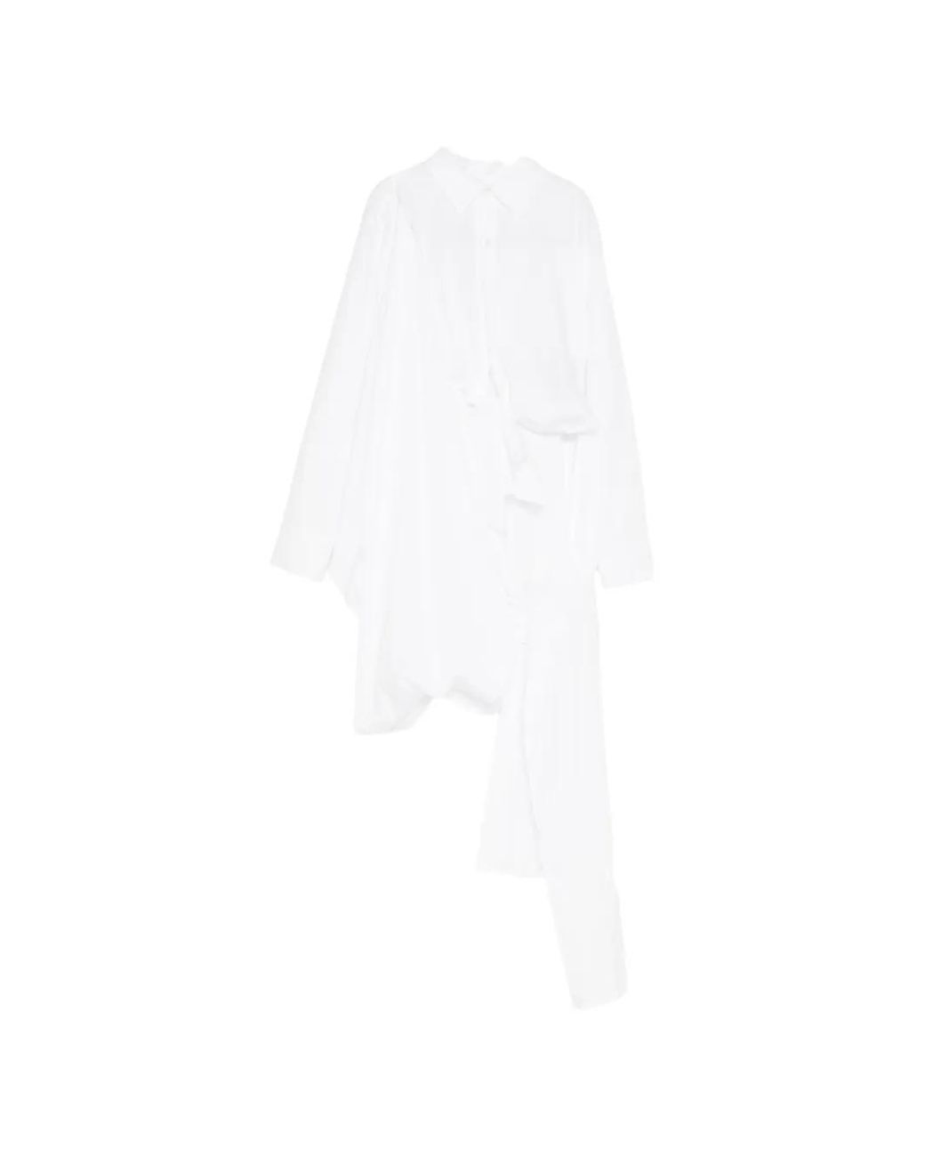 Yohji Yamamoto White Asymmetric Knotted Shirt