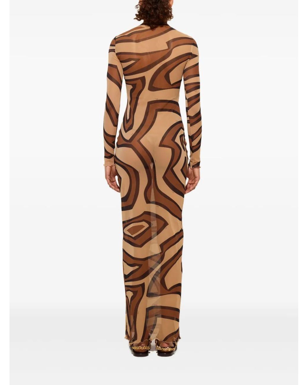 Emilio Pucci Natural Labirinto Print Tulle Dress