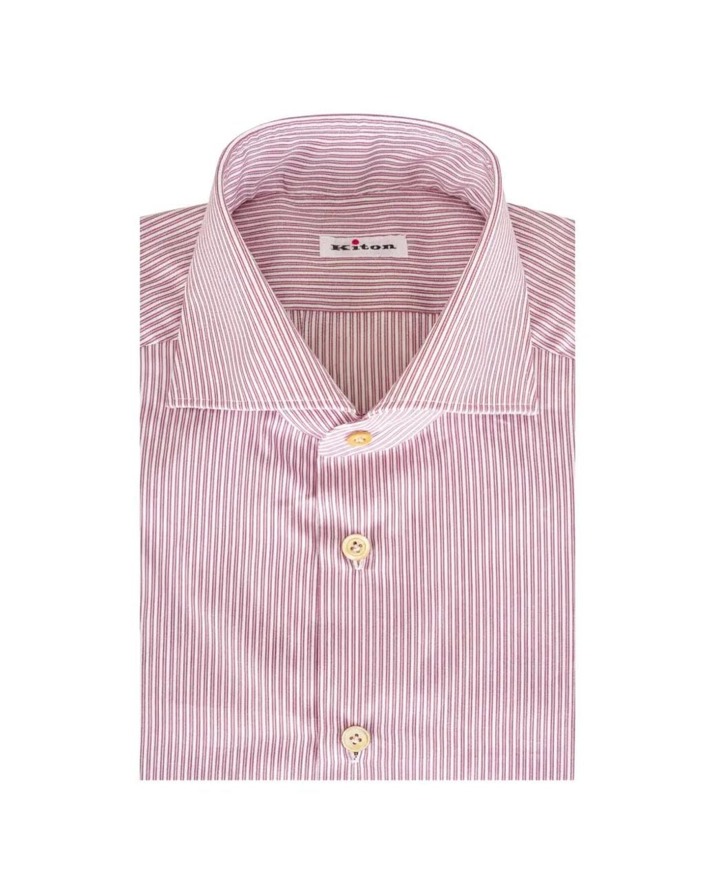 Kiton Pink Vertical-Stripe Shirt for men