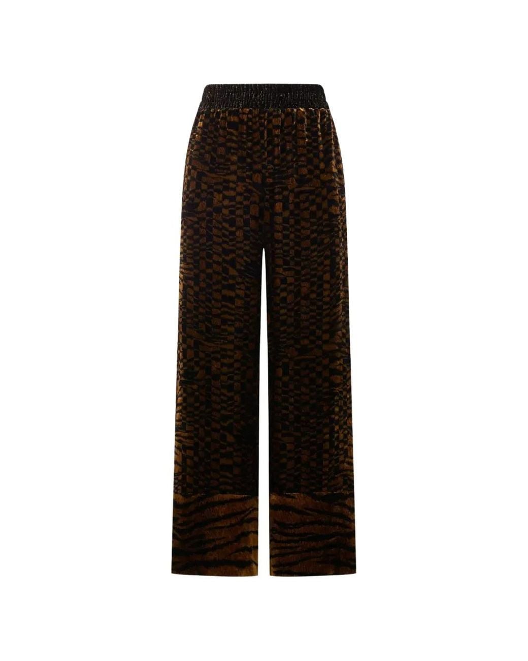 Pierre Louis Mascia Black Animal-Print Wide-Leg Trousers