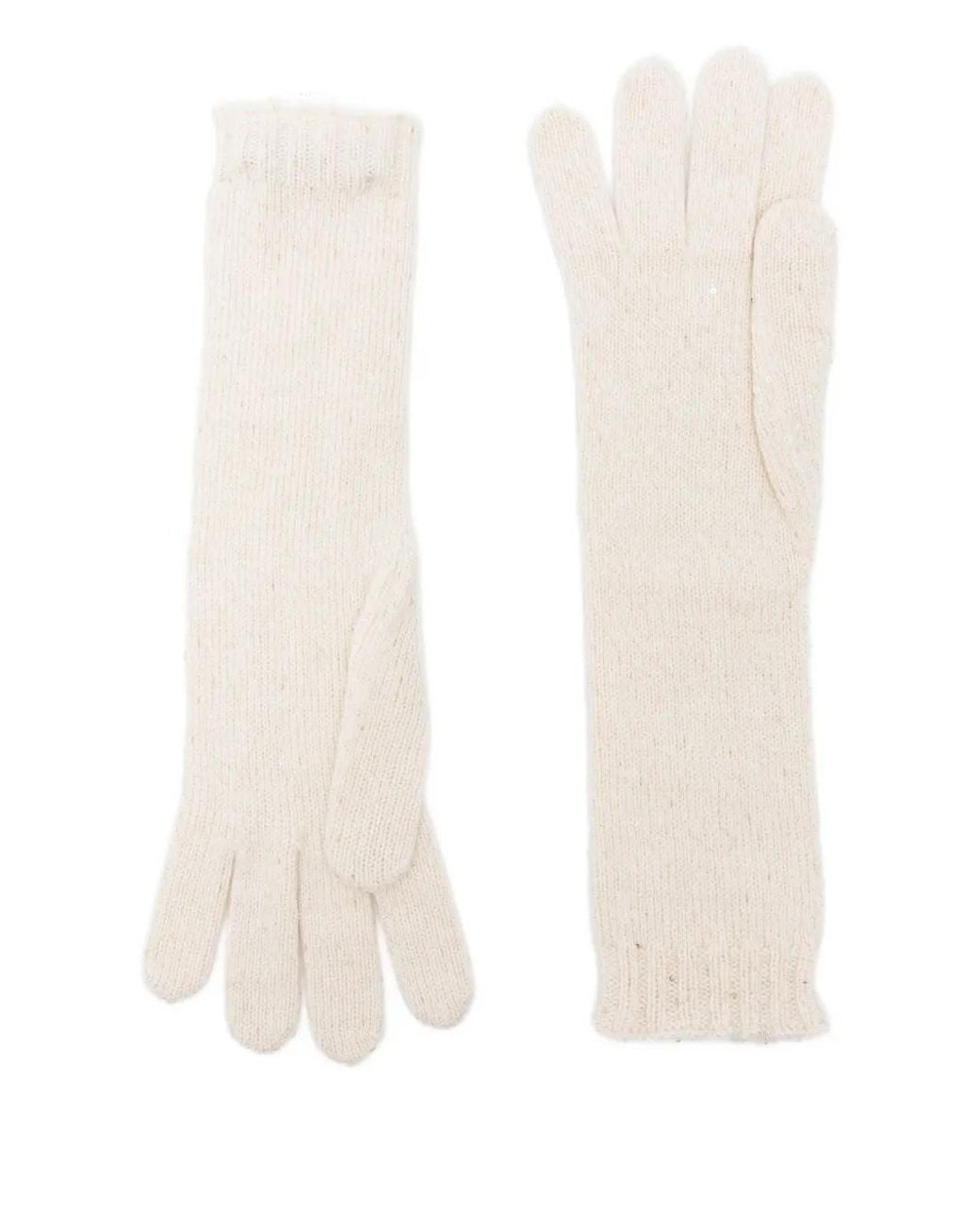 Gran Sasso White Cable-Knit Gloves