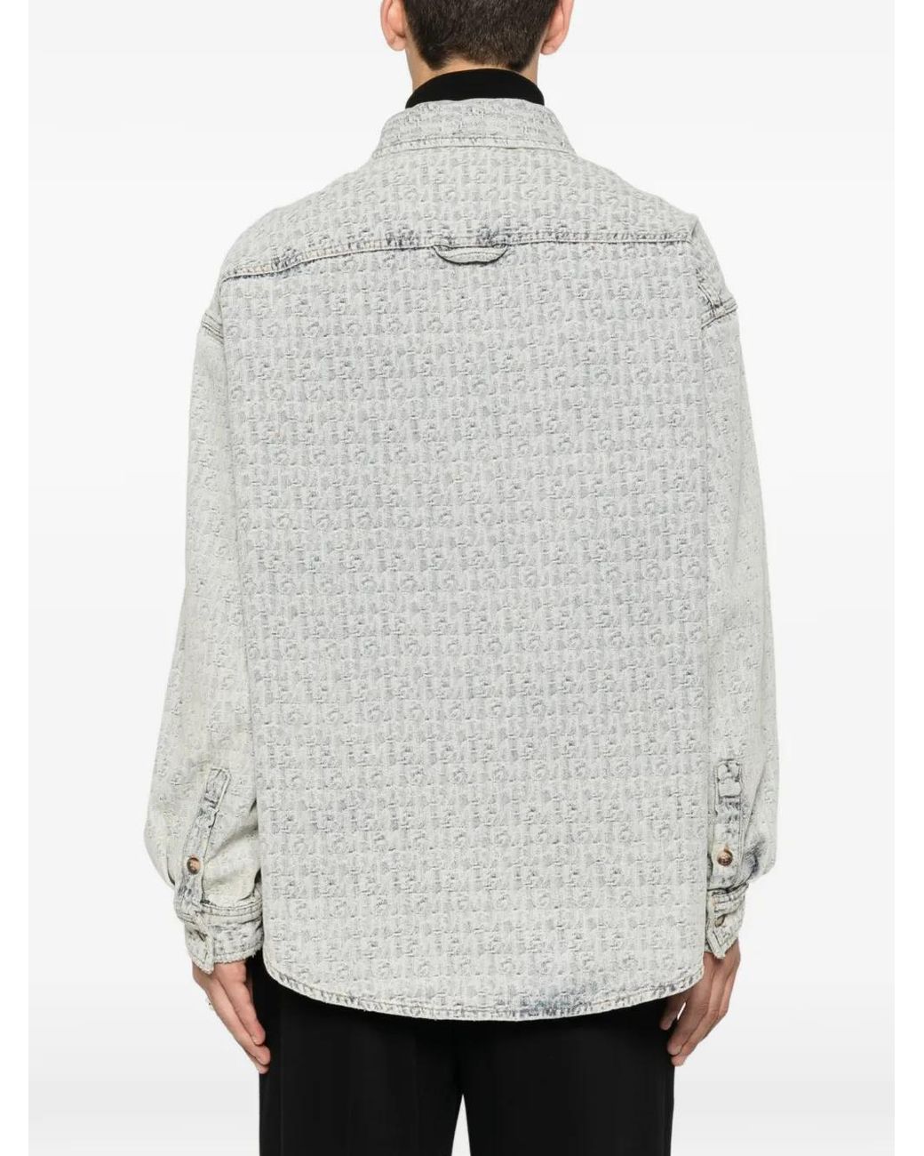 Emporio Armani Gray Printed Cotton Shirt for men