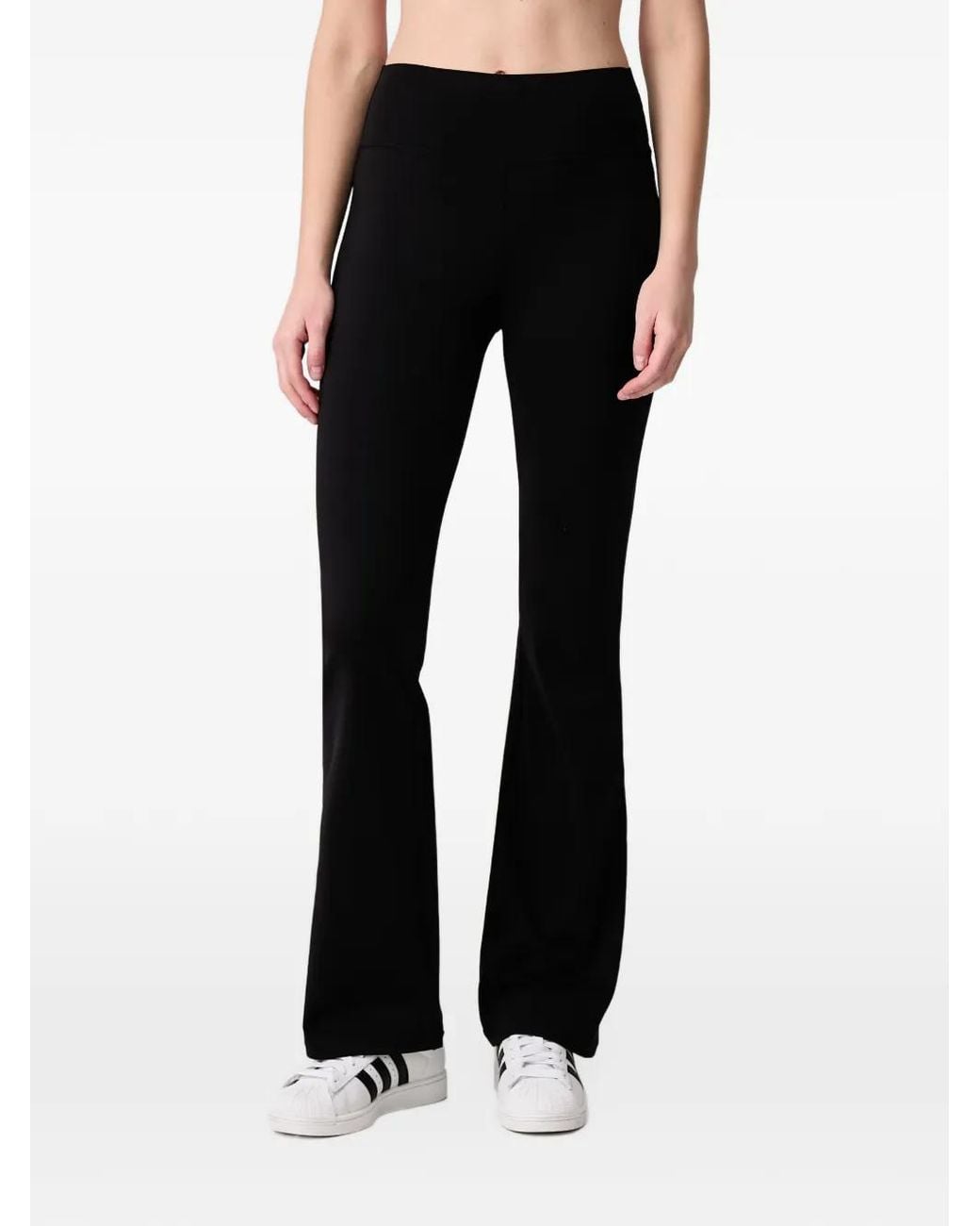 Sporty & Rich Black Beck Bold Logo-Print Flared Leggings