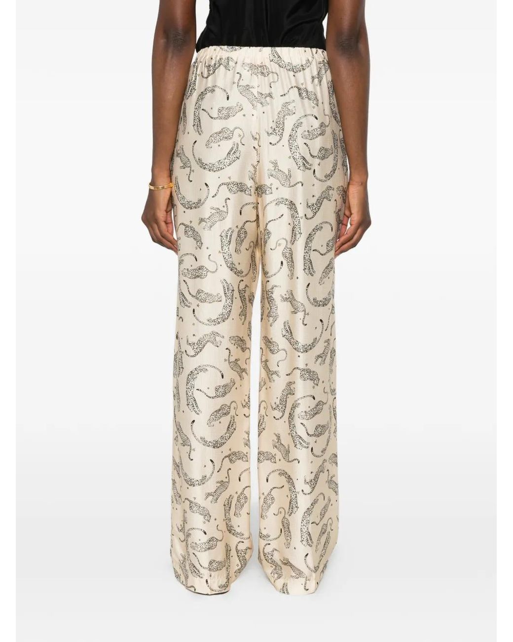 Forte_forte White Leopard-Print Drawstring Palazzo Pants