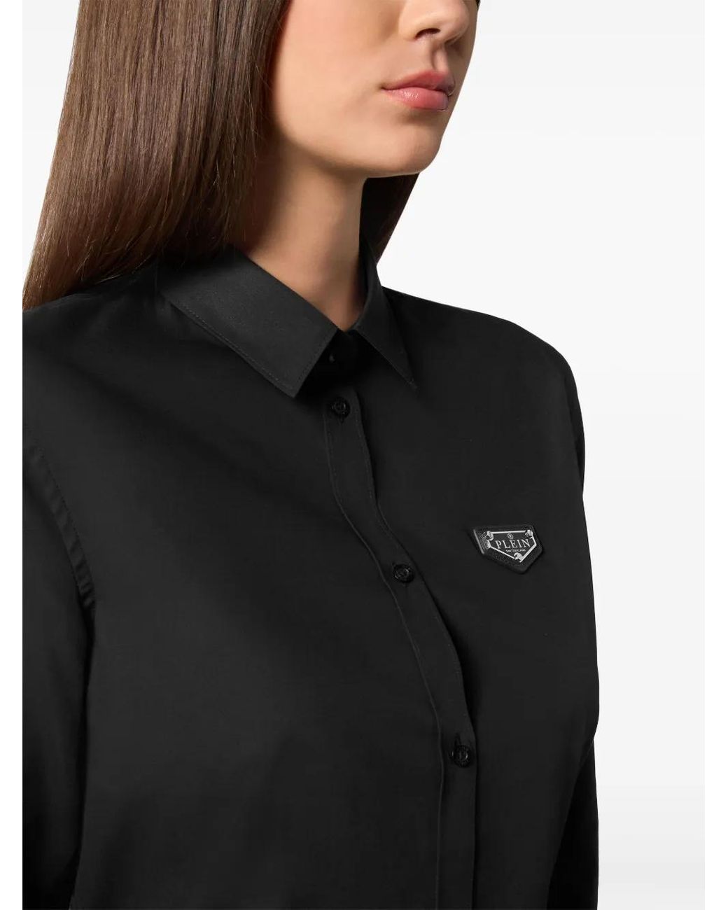 Philipp Plein Black Ls Iconic Plein Poplin Shirt
