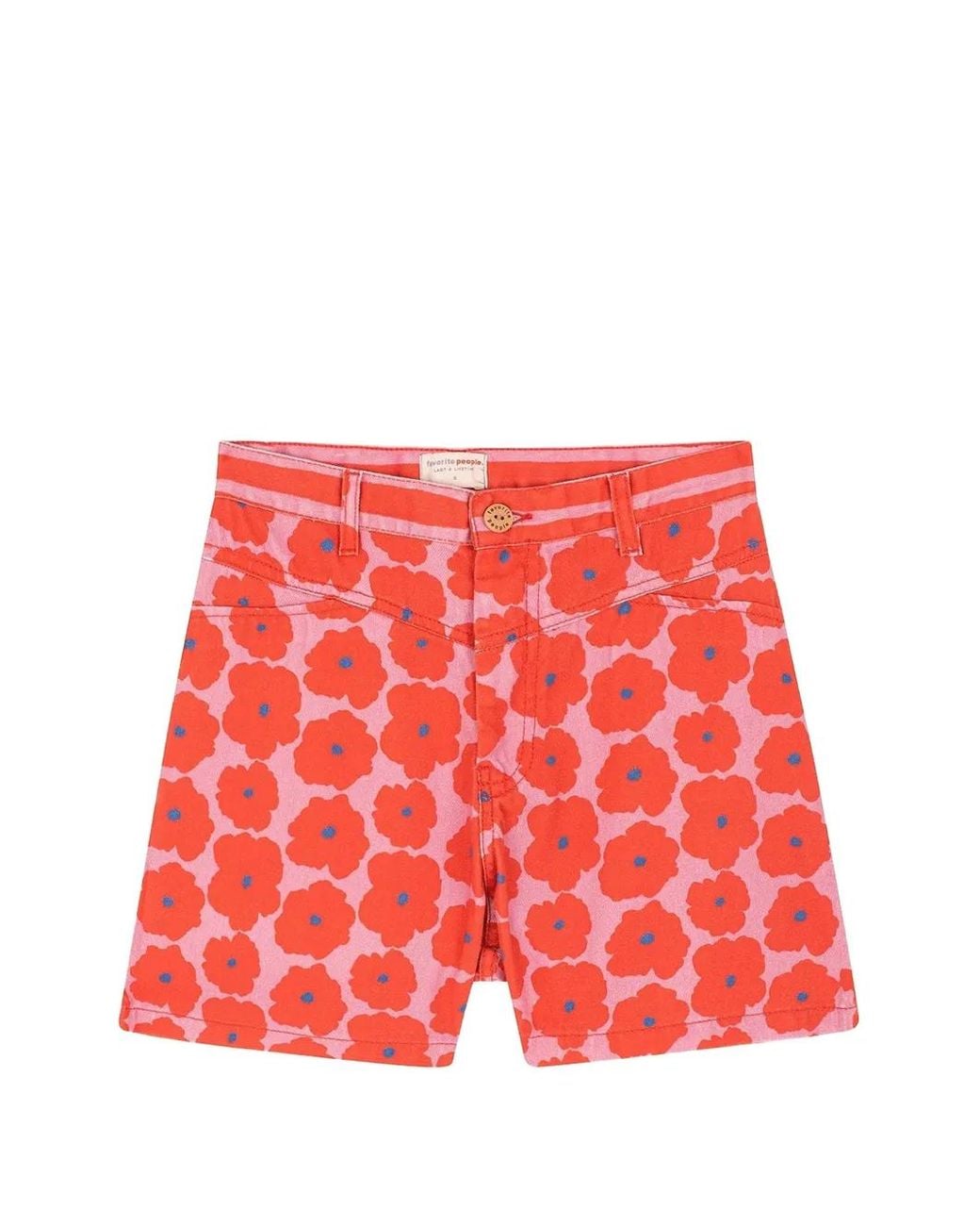 Favorite People Red Napoli Floral-Print Shorts