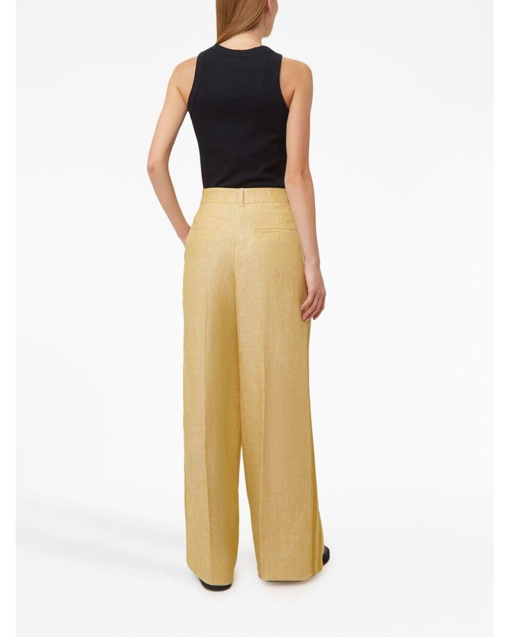 Yellow High Waisted Side Stripe Trousers