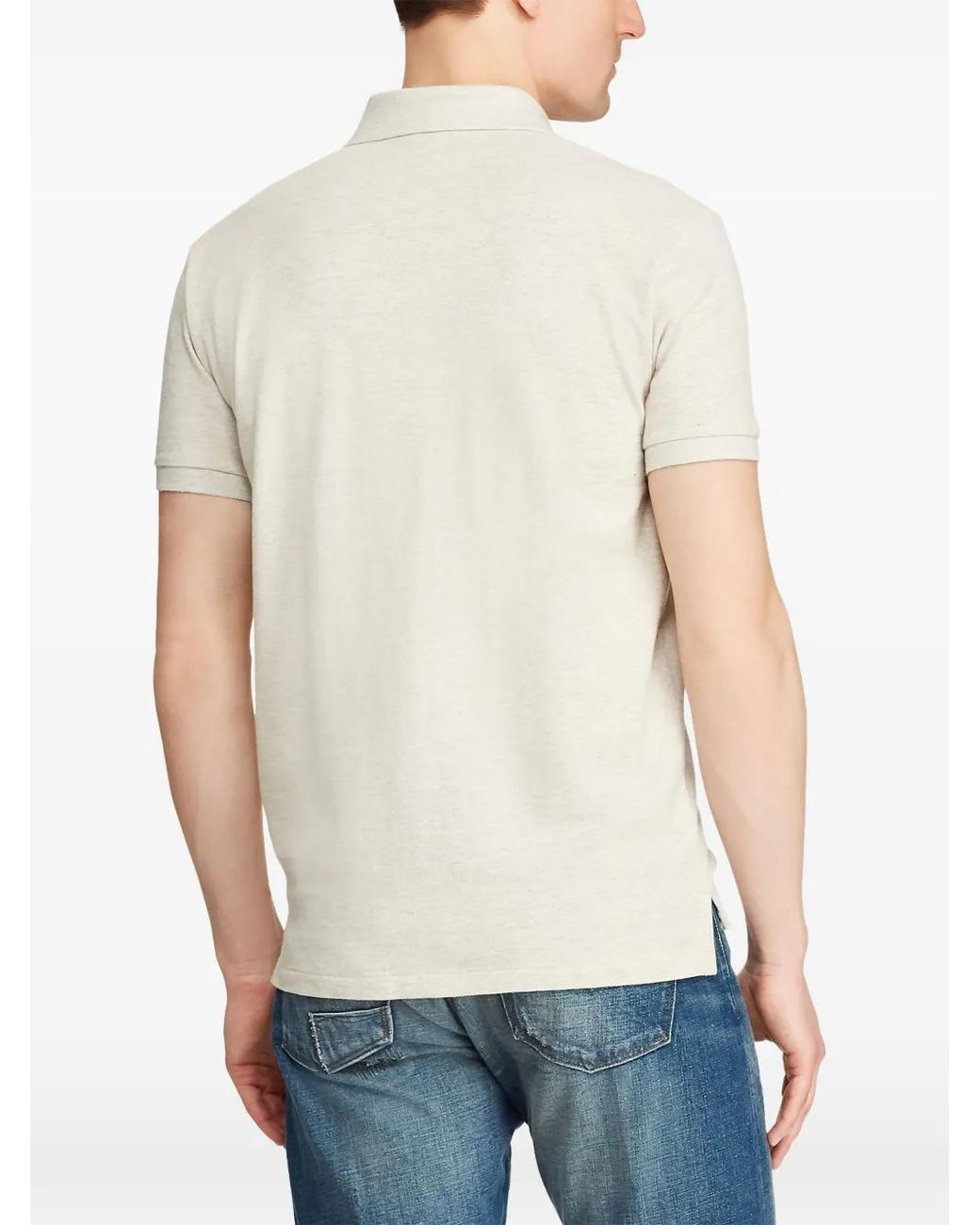 Polo Ralph Lauren White Logo-Embroidery Polo Shirt for men