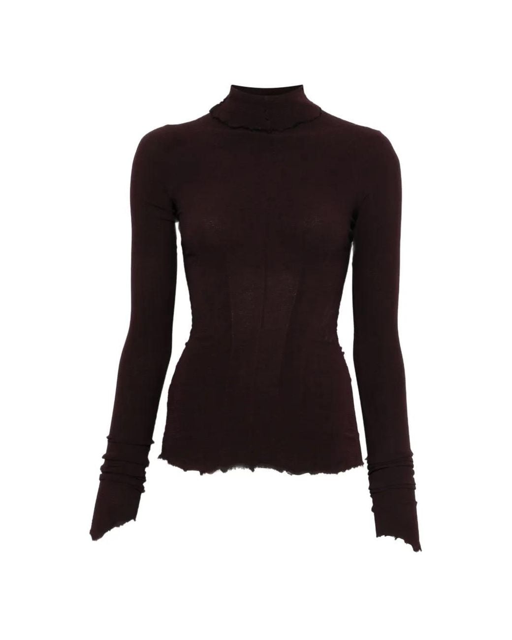 Marc Le Bihan Black Raw-Edge High-Neck Top