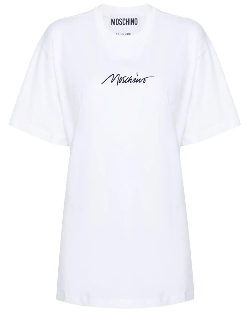 Moschino White Logo-Embroidered Cotton T-Shirt