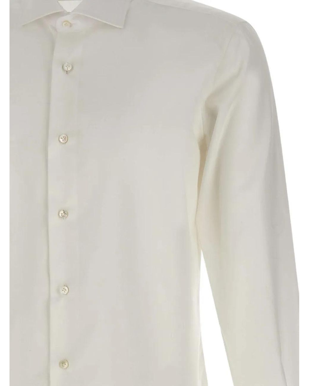 Barba Napoli White Classic-Collar Cotton Shirt for men