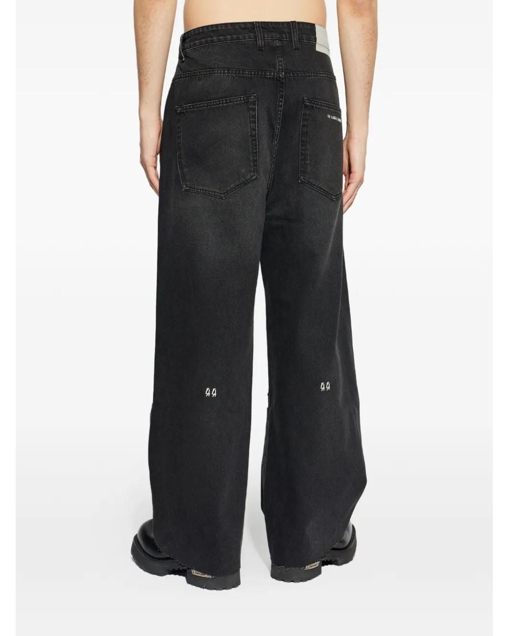 44 Label Group Black Panelled Riveted Trousers for men