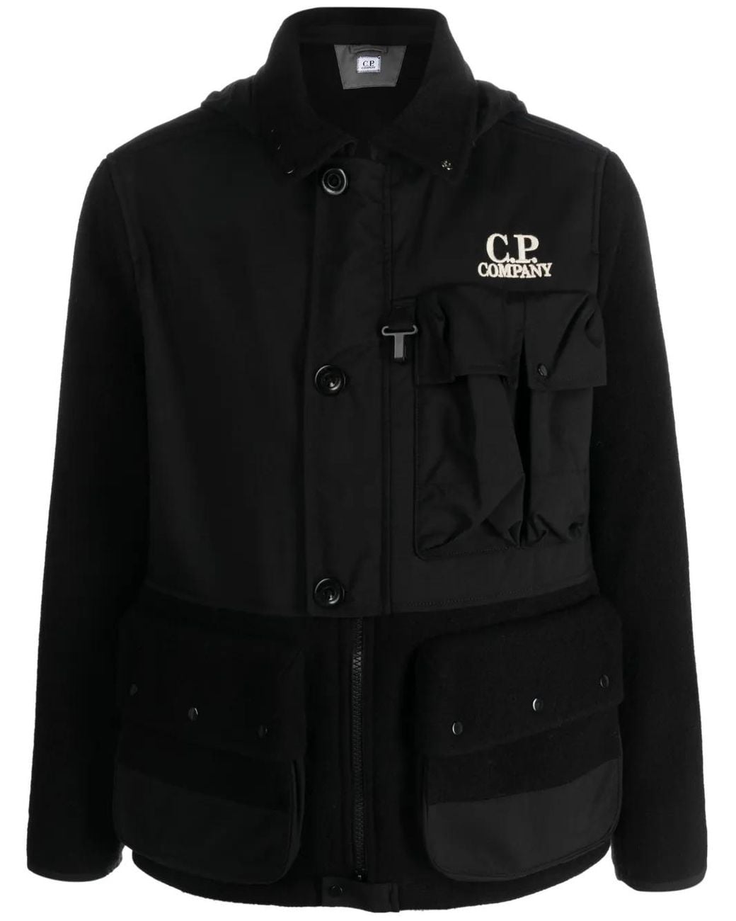 C P Company Black Google Hooded Jacket for men