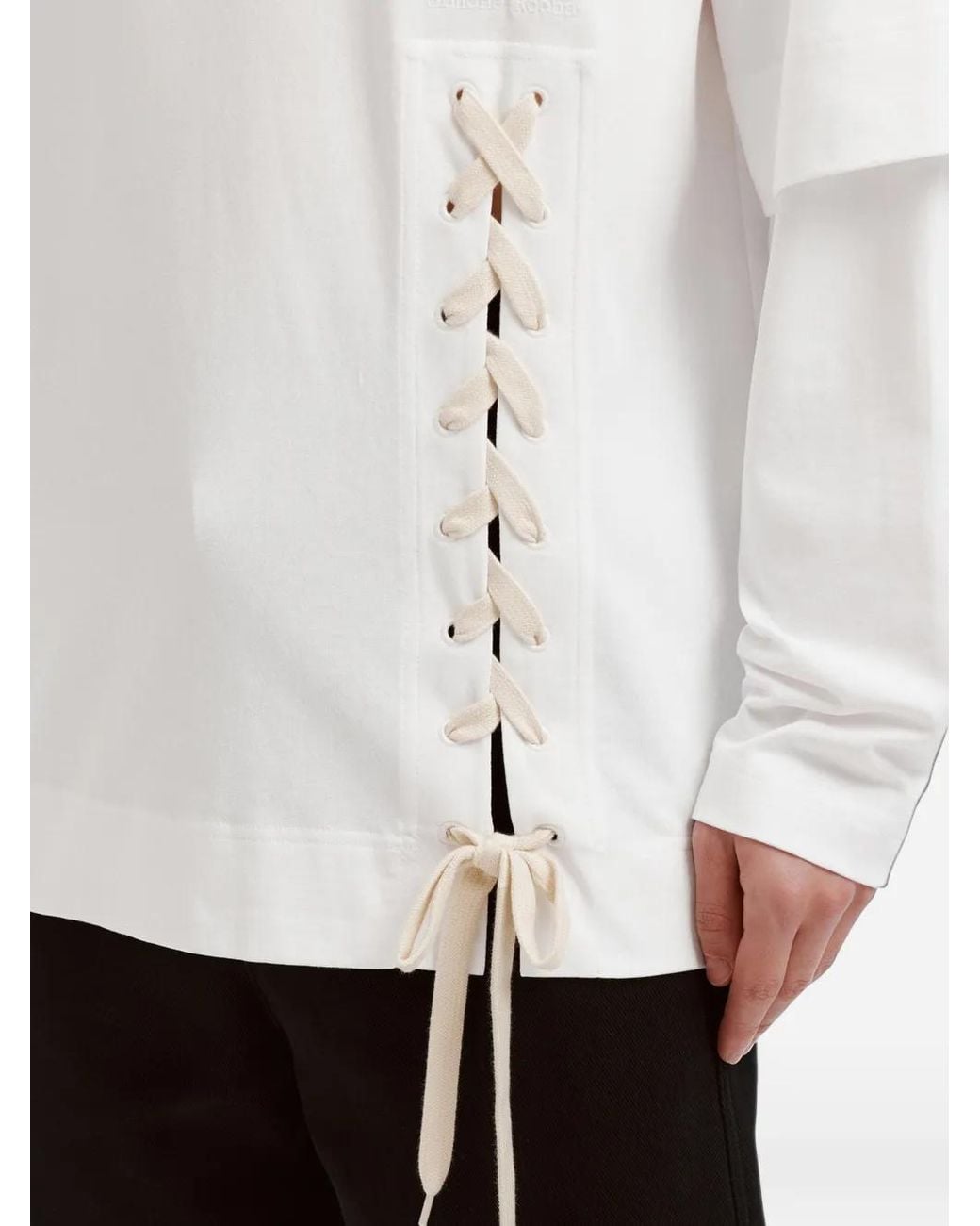 Simone Rocha White Lace-Up Double-Layered T-Shirt for men