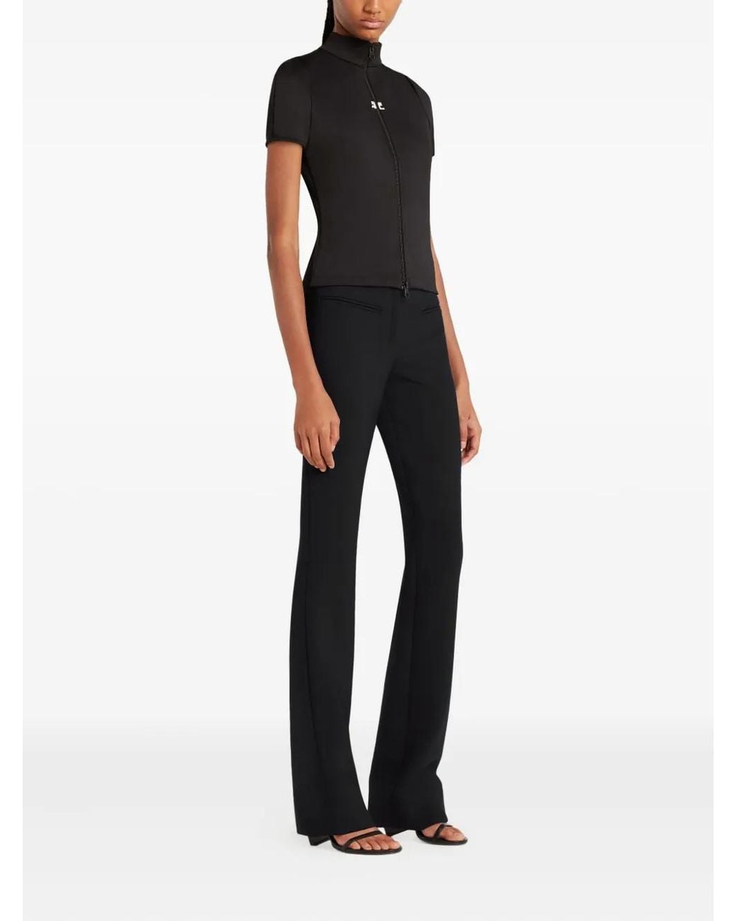 Courreges Black Interlock Zipped Top