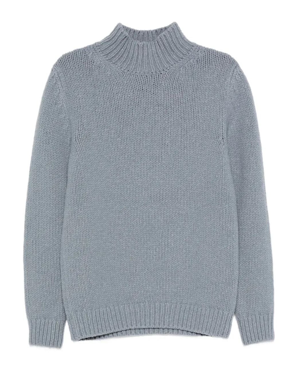 Eleventy Gray Mock-Neck Wool Sweater for men