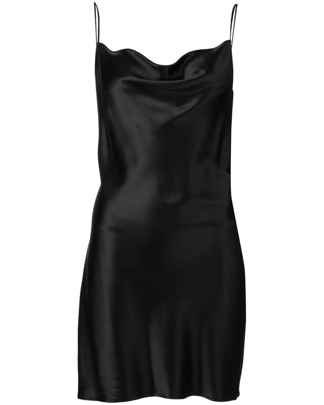 Fleur du Mal Black Cowl-Neck Slip Dress