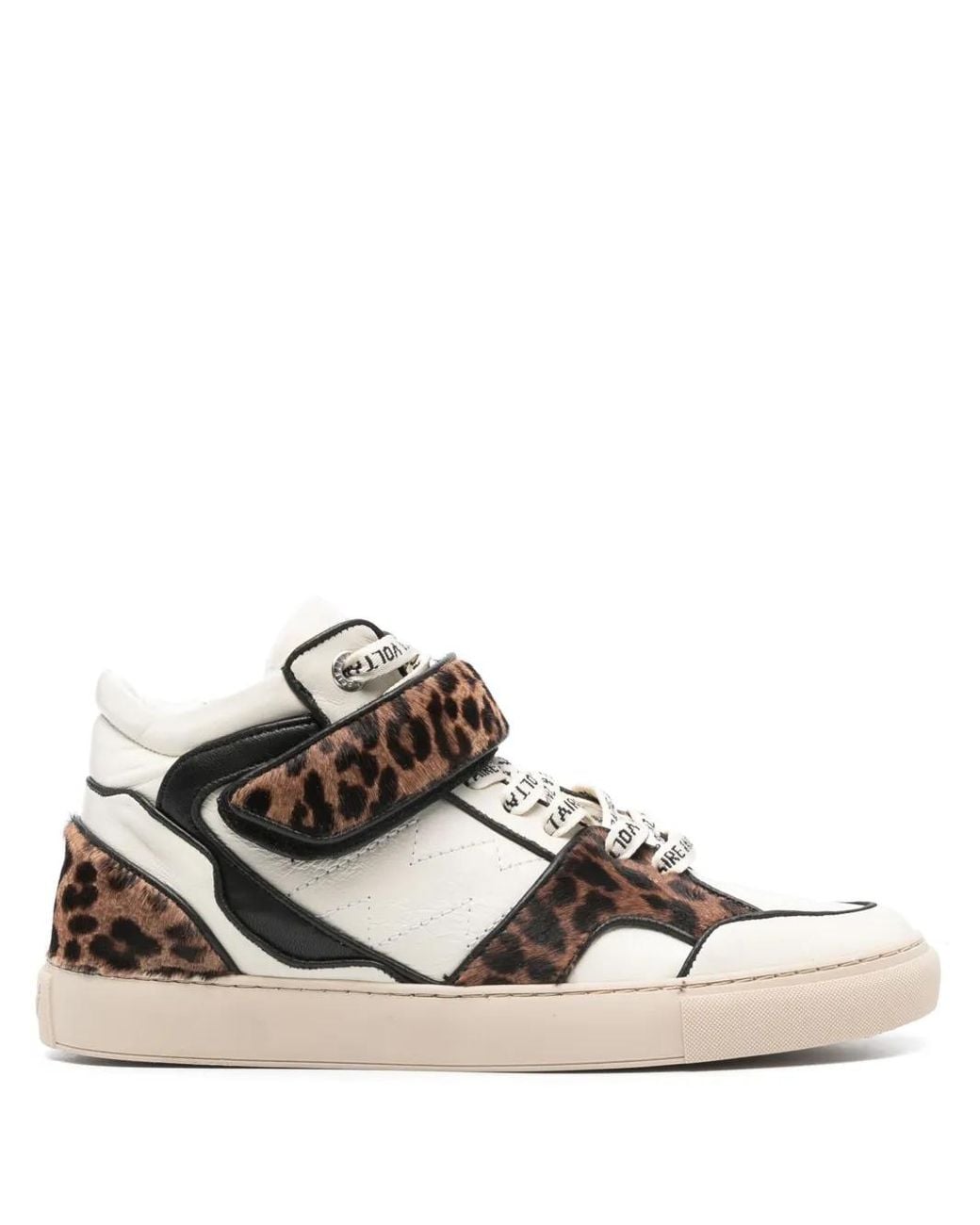 Zadig & Voltaire Natural Mid Flash Leopard-Effect Sneakers