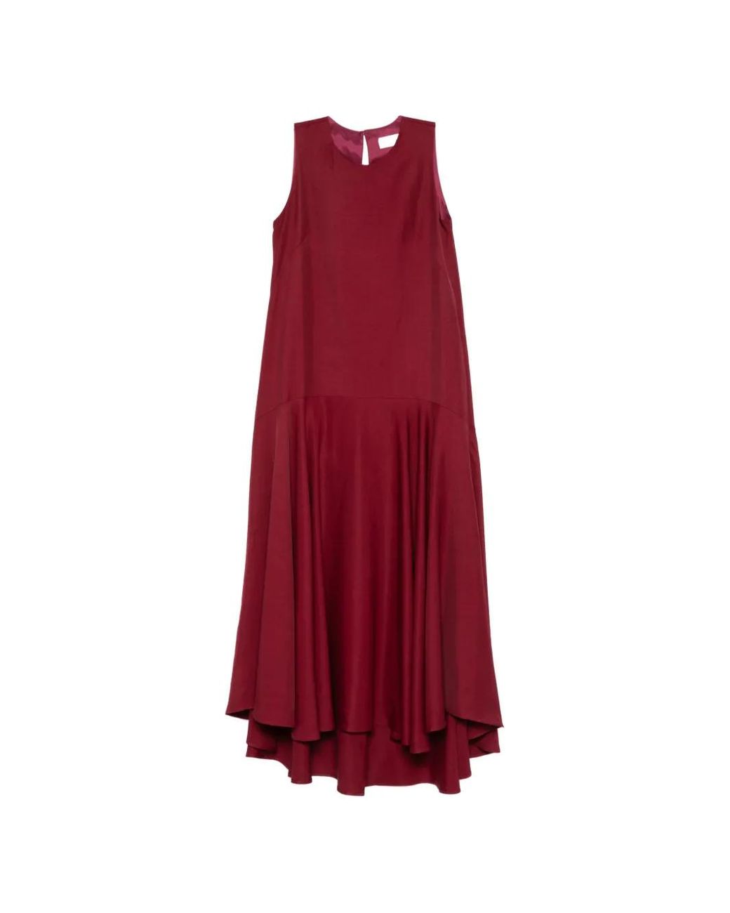 P.A.R.O.S.H. Red Sleeveless Panelled Midi Dress