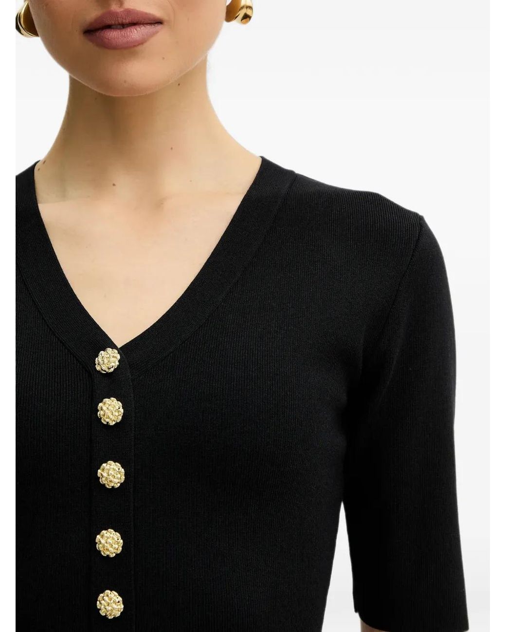 Morgan Black Button-Embellished Pleated Mini Dress