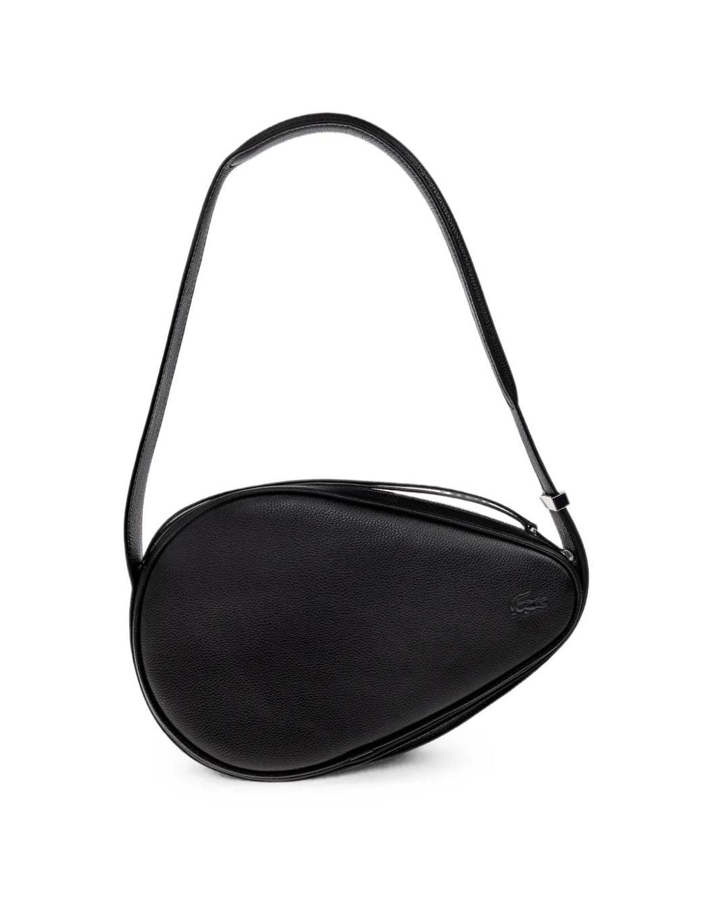 Lacoste Black Smash Court Racket-Shape Leather Shoulder Bag