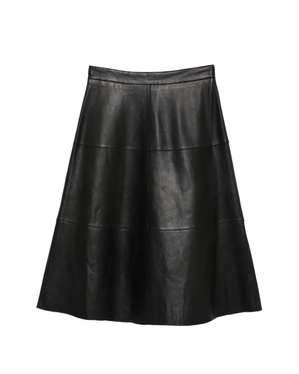 P.A.R.O.S.H. Black Leather Midi Skirt