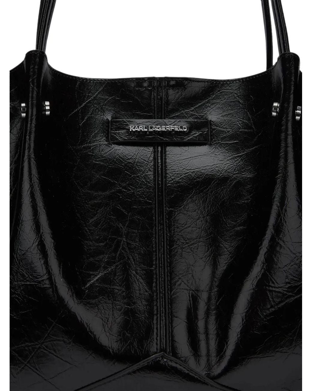 Karl Lagerfeld Black Medium K/Pierced Textured Tote Bag