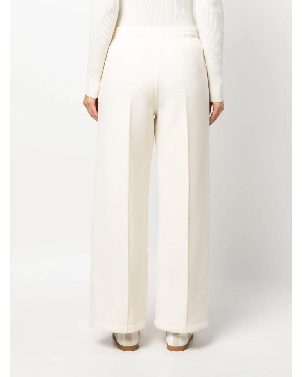 Jil Sander White Virgin-Wool Elasticated-Waist Trousers