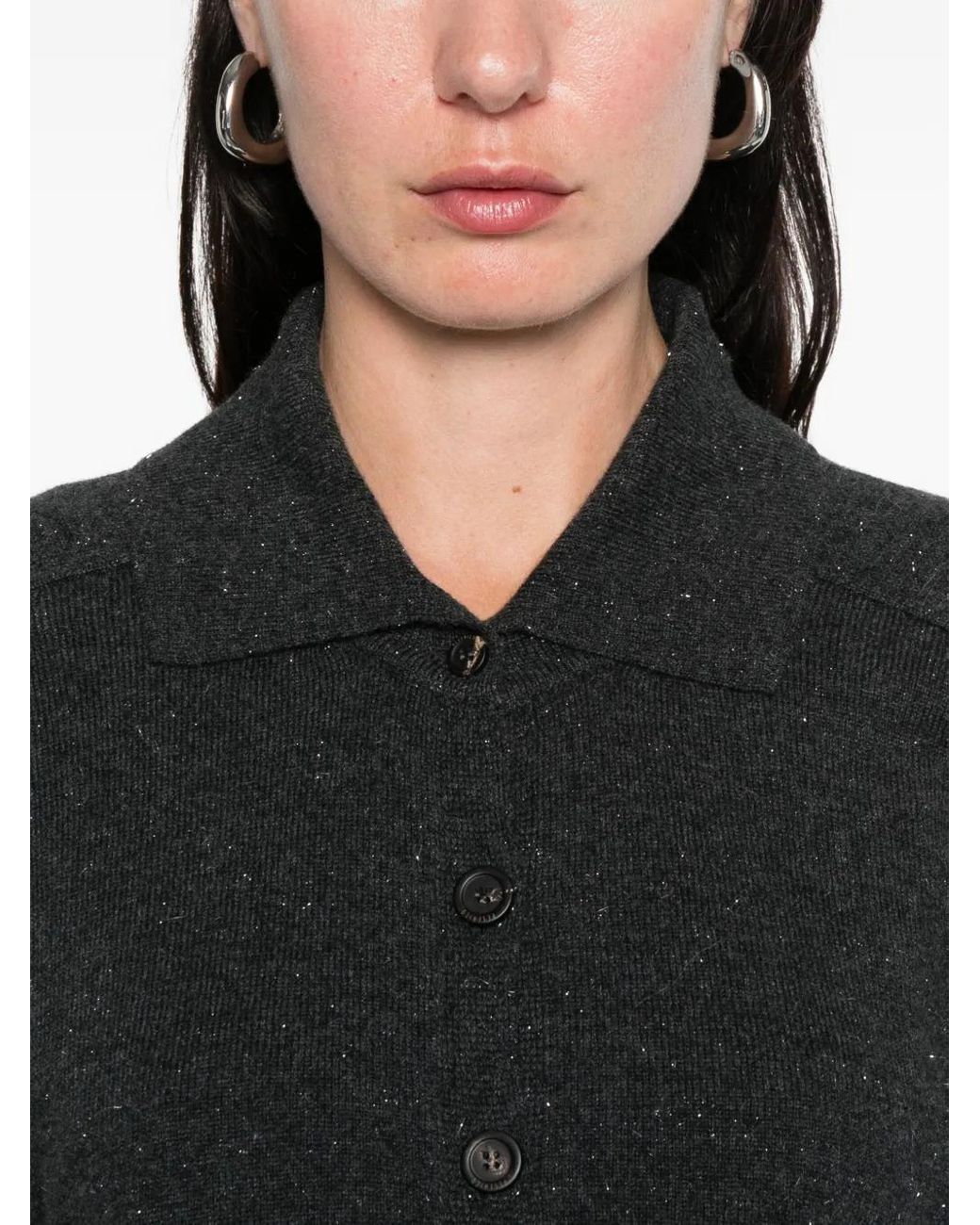 Peserico Black Polo-Collar Cardigan