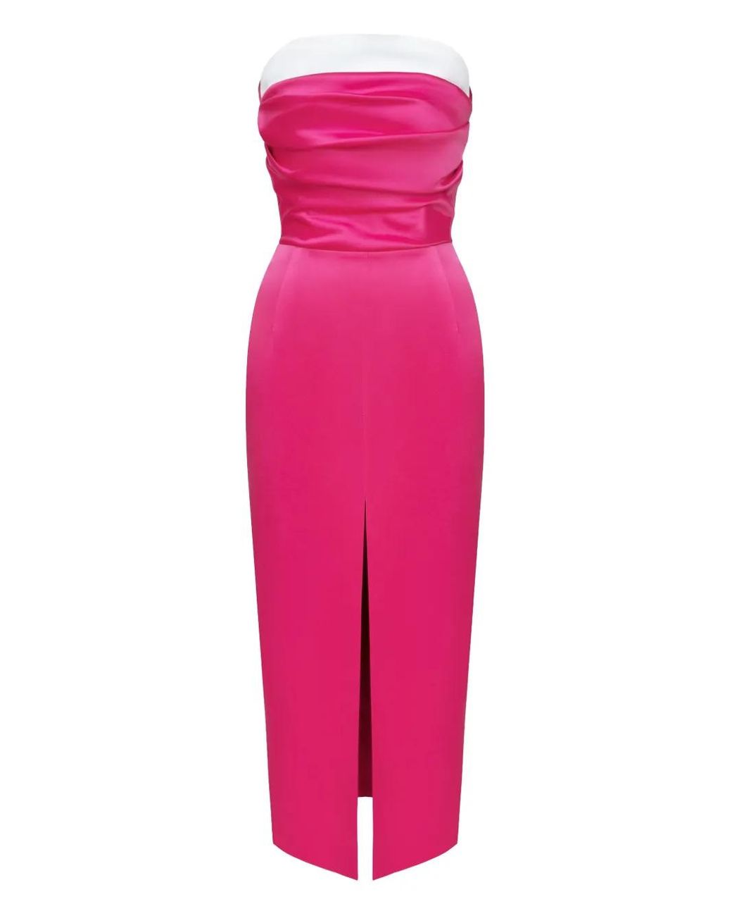 POST MERIDIEM Pink Satin Midi Dress