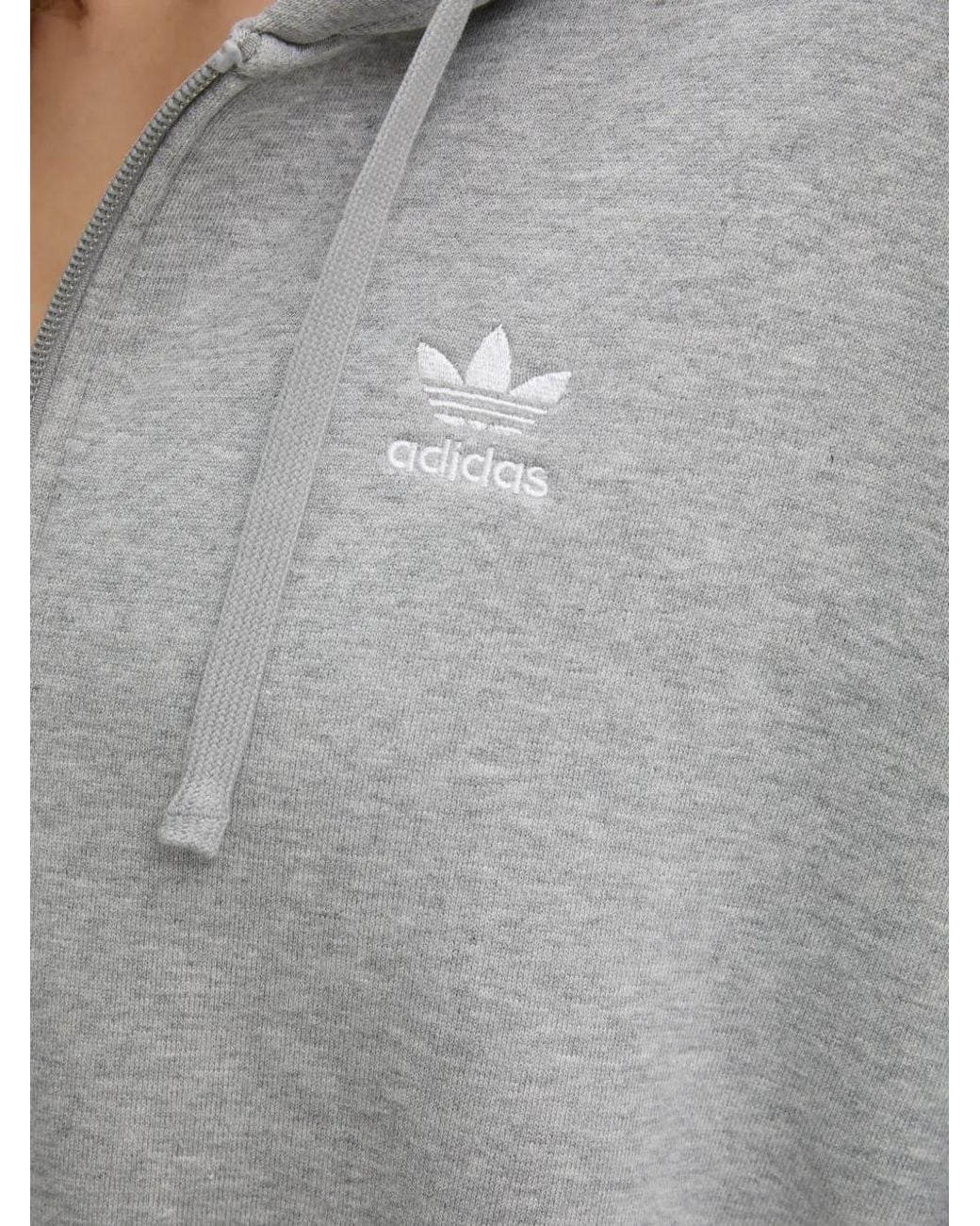 Adidas Gray Essentials Short Full-Zip French-Terry Hoodie