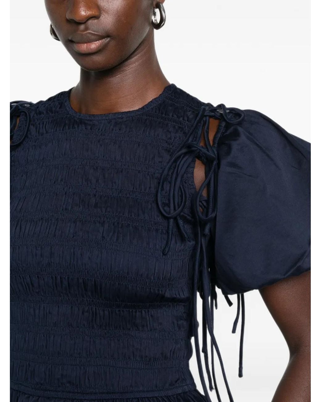 Damson Madder Blue Becca Shirred Peplum Blouse