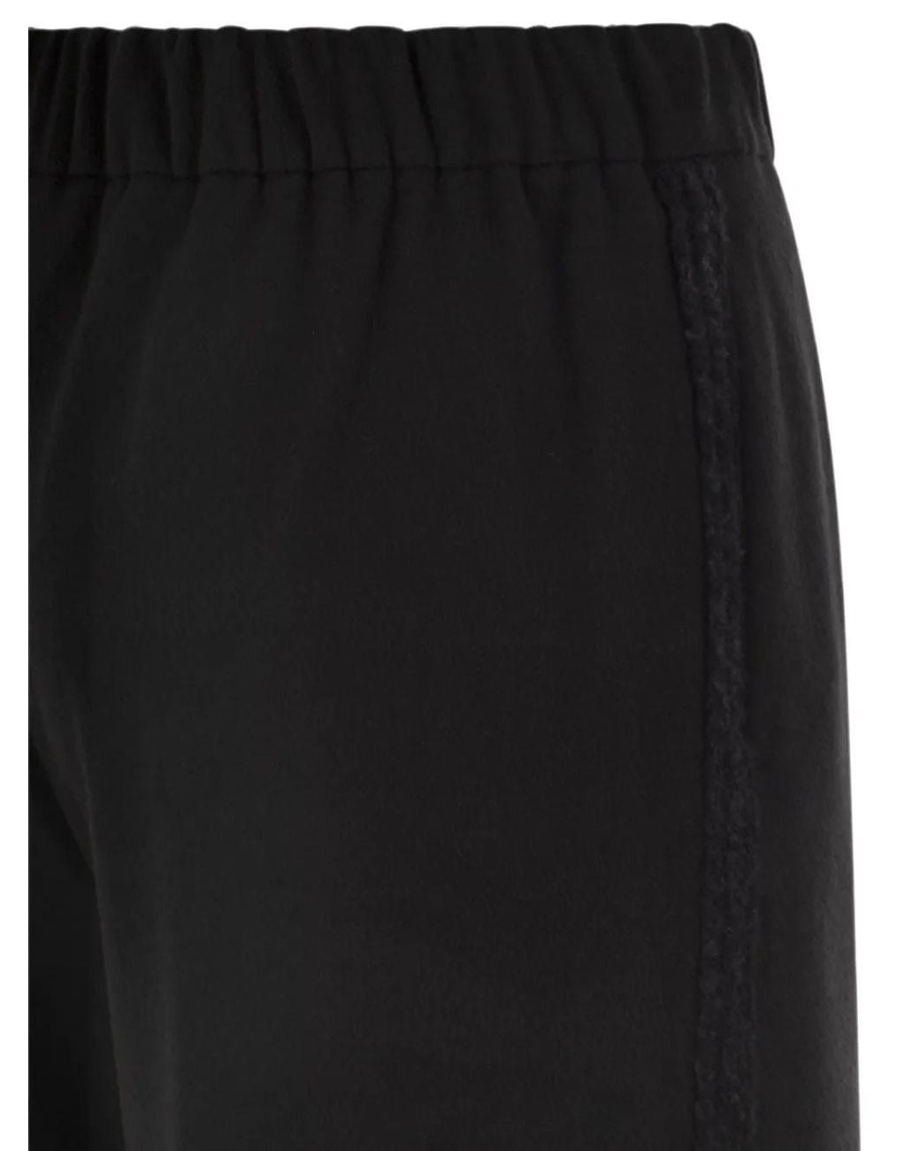 Herno Black Flannel-Effect Knitted-Trim Trousers