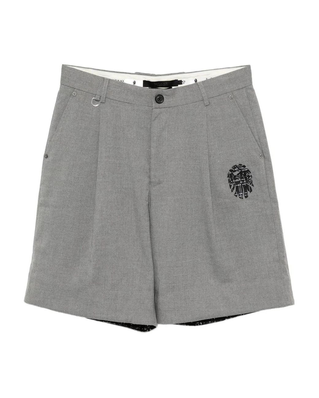 A Bathing Ape Gray Embroidered-Logo Shorts for men
