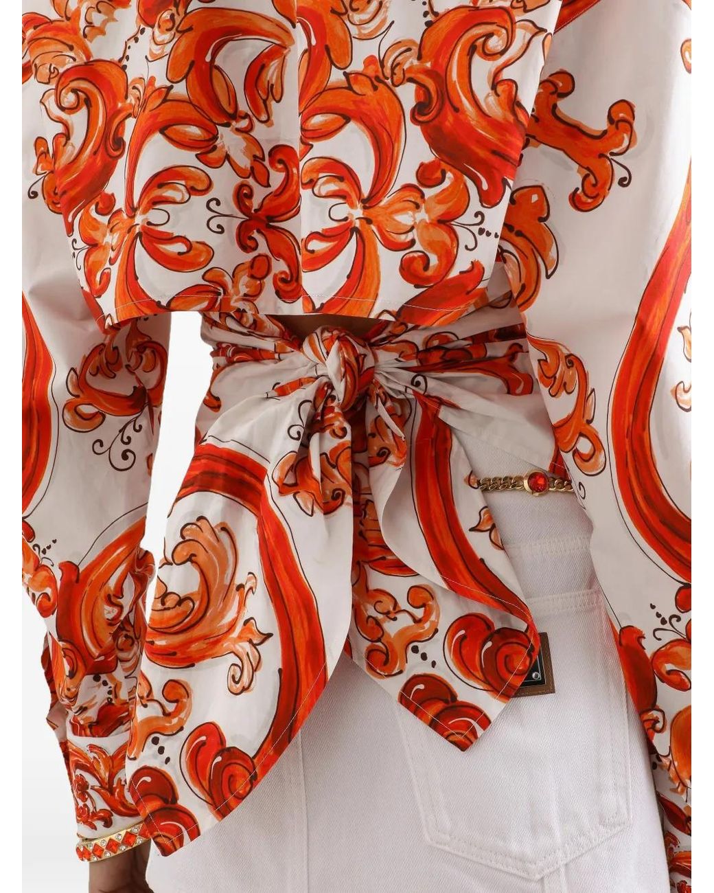 Dolce & Gabbana Red Majolica-Print Poplin Shirt