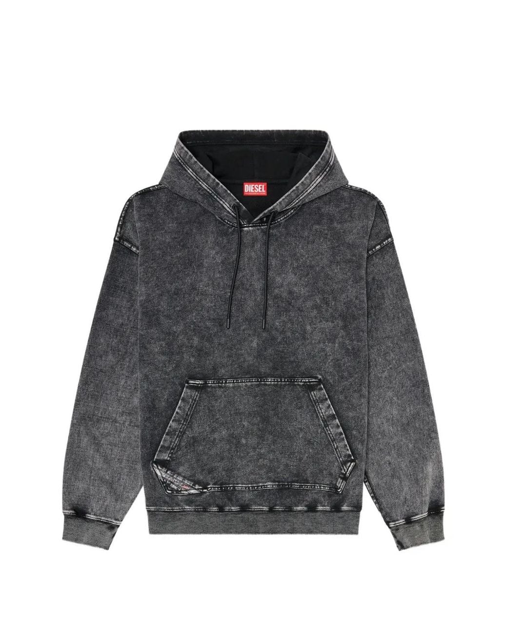 DIESEL Gray Denim-Effect Hooded Sweatshirt for men