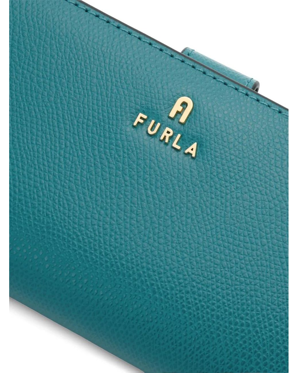 Furla Blue Medium Camelia Logo-Detail Compact Wallet
