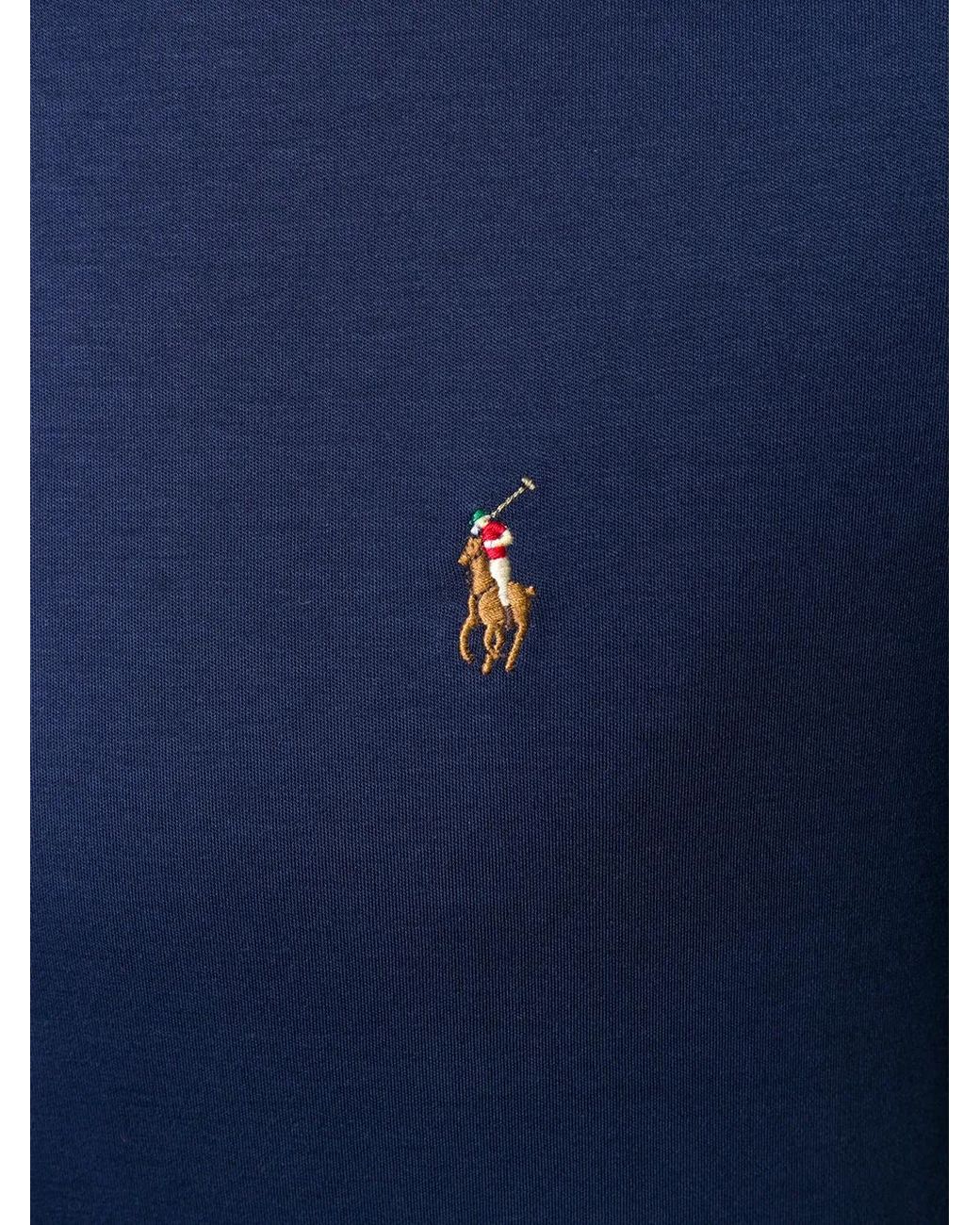 Polo Ralph Lauren Blue Embroidered-Logo T-Shirt for men