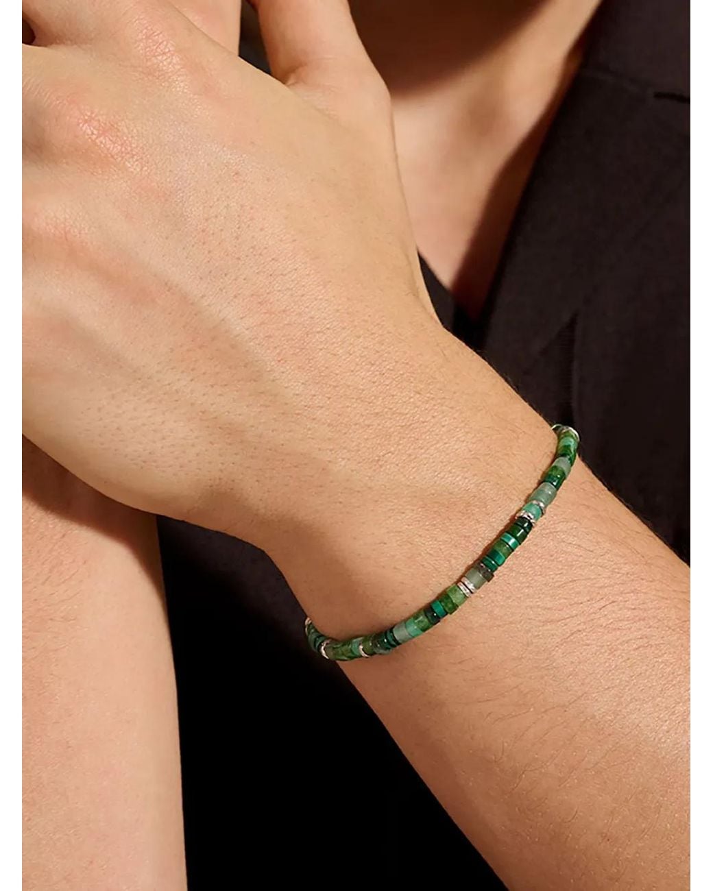 John Hardy Green Sterling Heishi Multi-Stone Bracelet for men