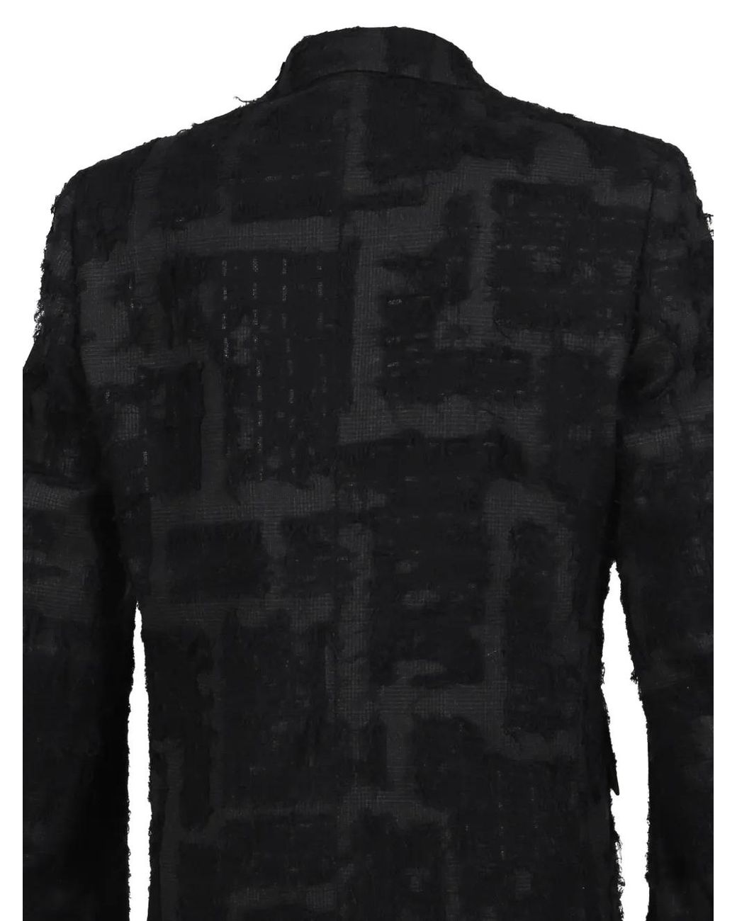 Minus Black Distressed Checked Tailored Blazer for men