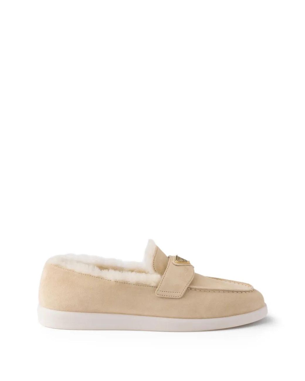 Prada Brown Suede Shearling Loafers