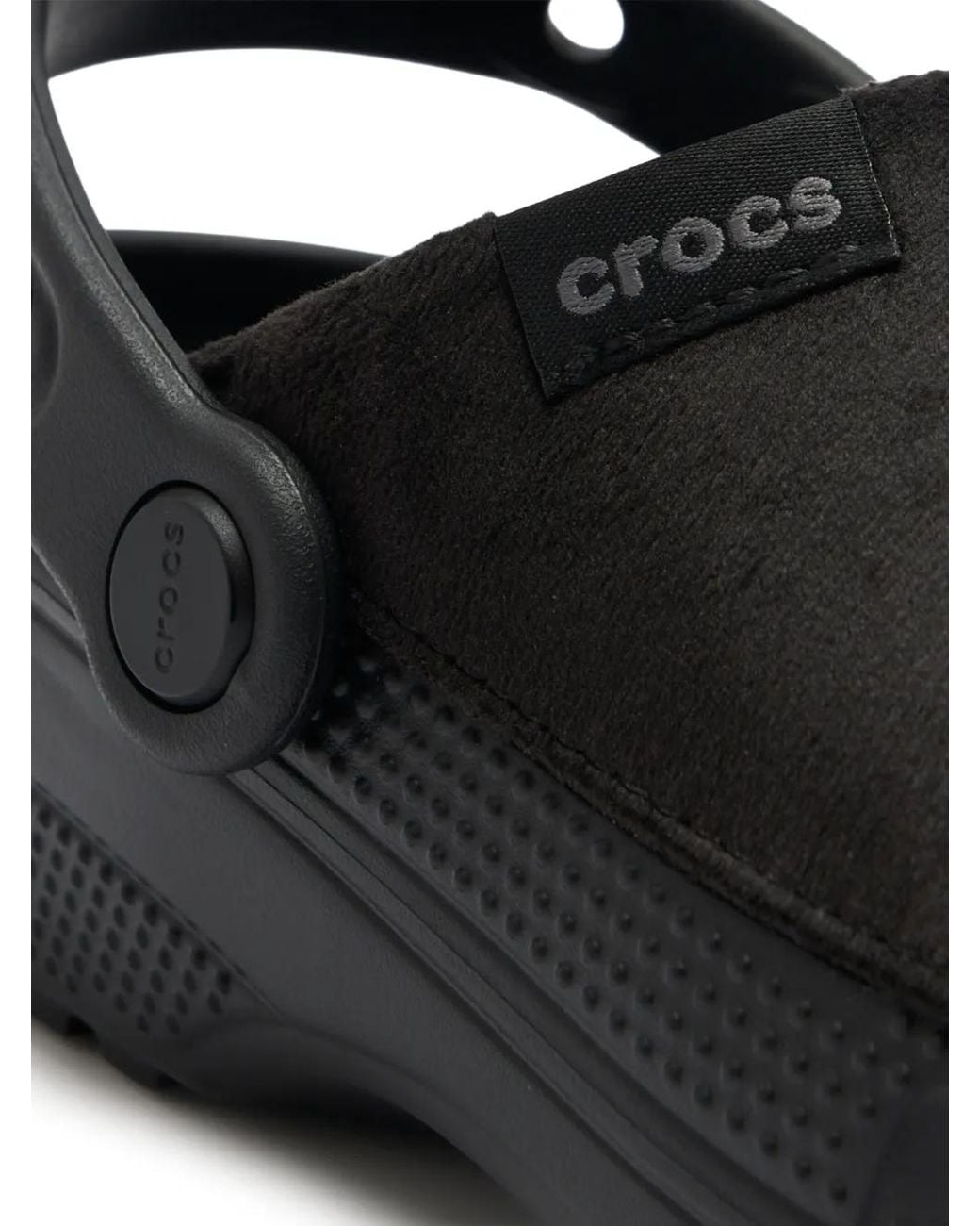 CROCSTM Black Logo Patch Slippers