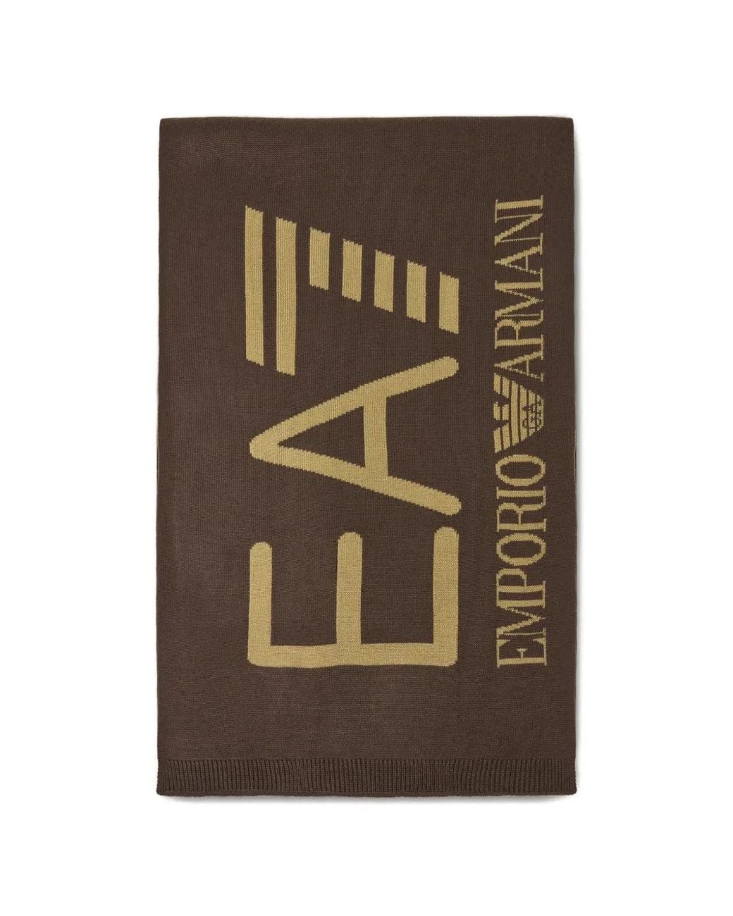 EA7 Brown Ea7 Logo-Intarsia Scarf for men