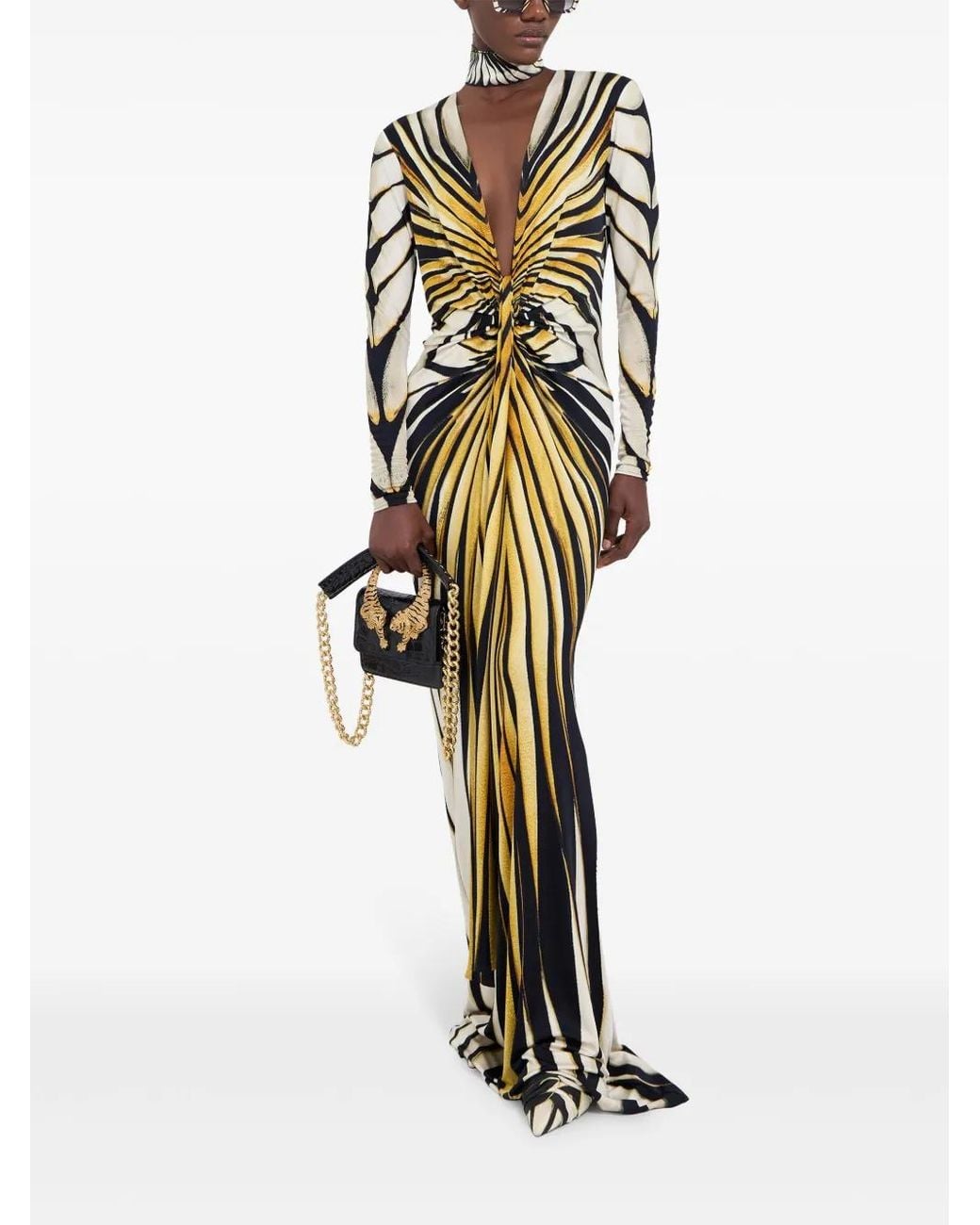 Roberto Cavalli Ray Of Print Maxi Dress in Metallic | Lyst Roberto Cavalli Ray Of Print Maxi Dress in Metallic | Lyst