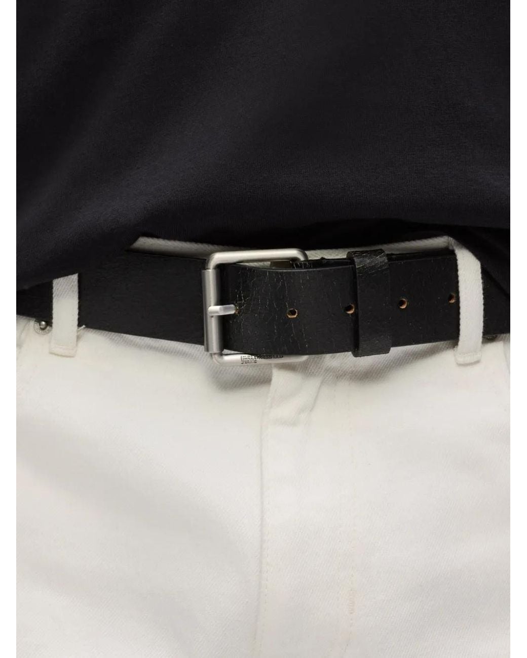 Karl Lagerfeld Black Ceinture En Cuir À Logo Gravé for men
