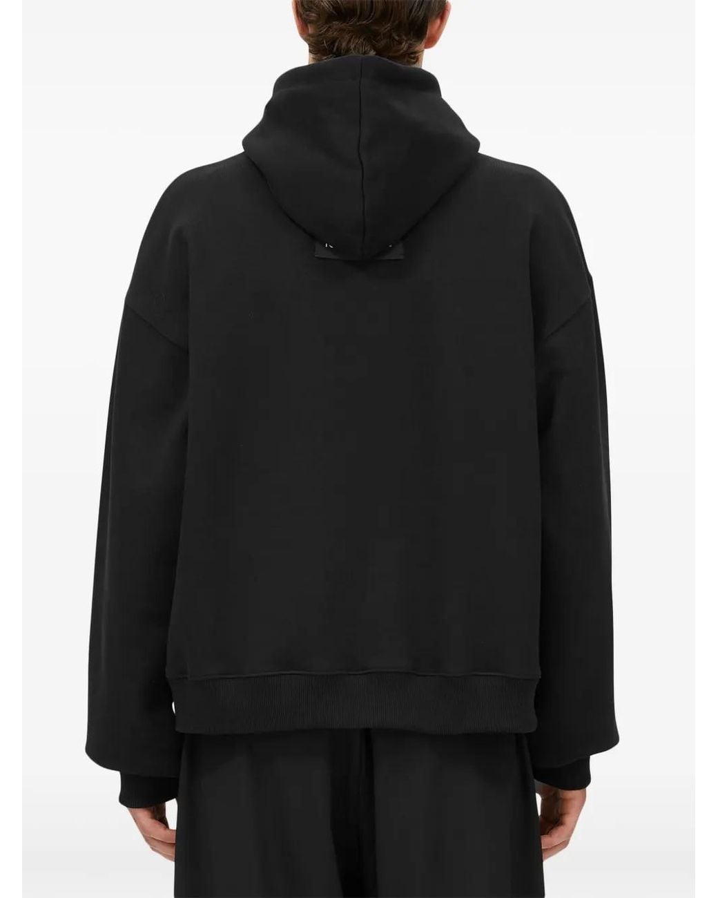 MSGM Black Logo Appliqué Drawstring Hoodie for men