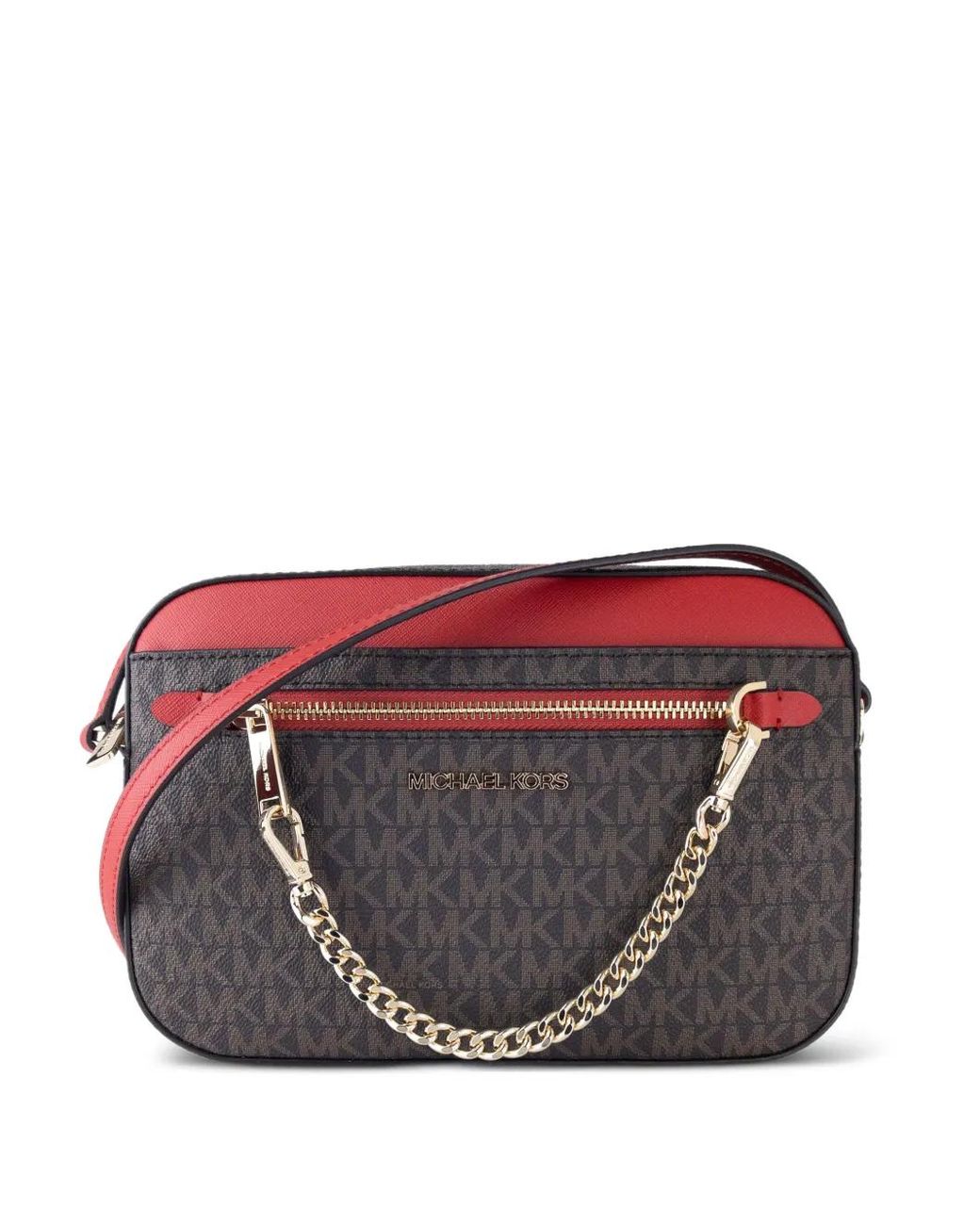 Michael Kors Gray Large Jet Set Monogram-Pattern Cross Body Bag