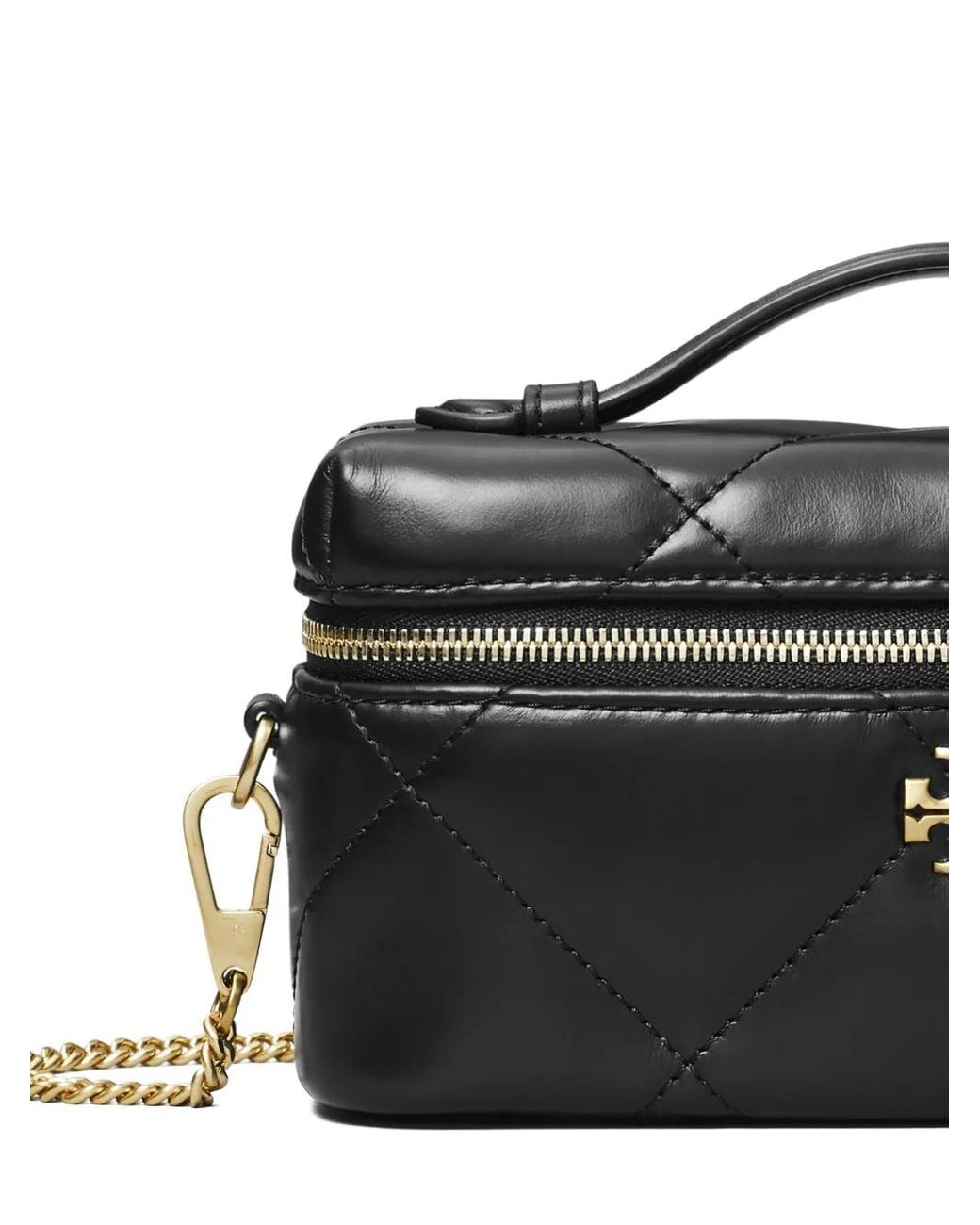 Tory Burch Black Kira Diamond Quilt East-West Vanity Case