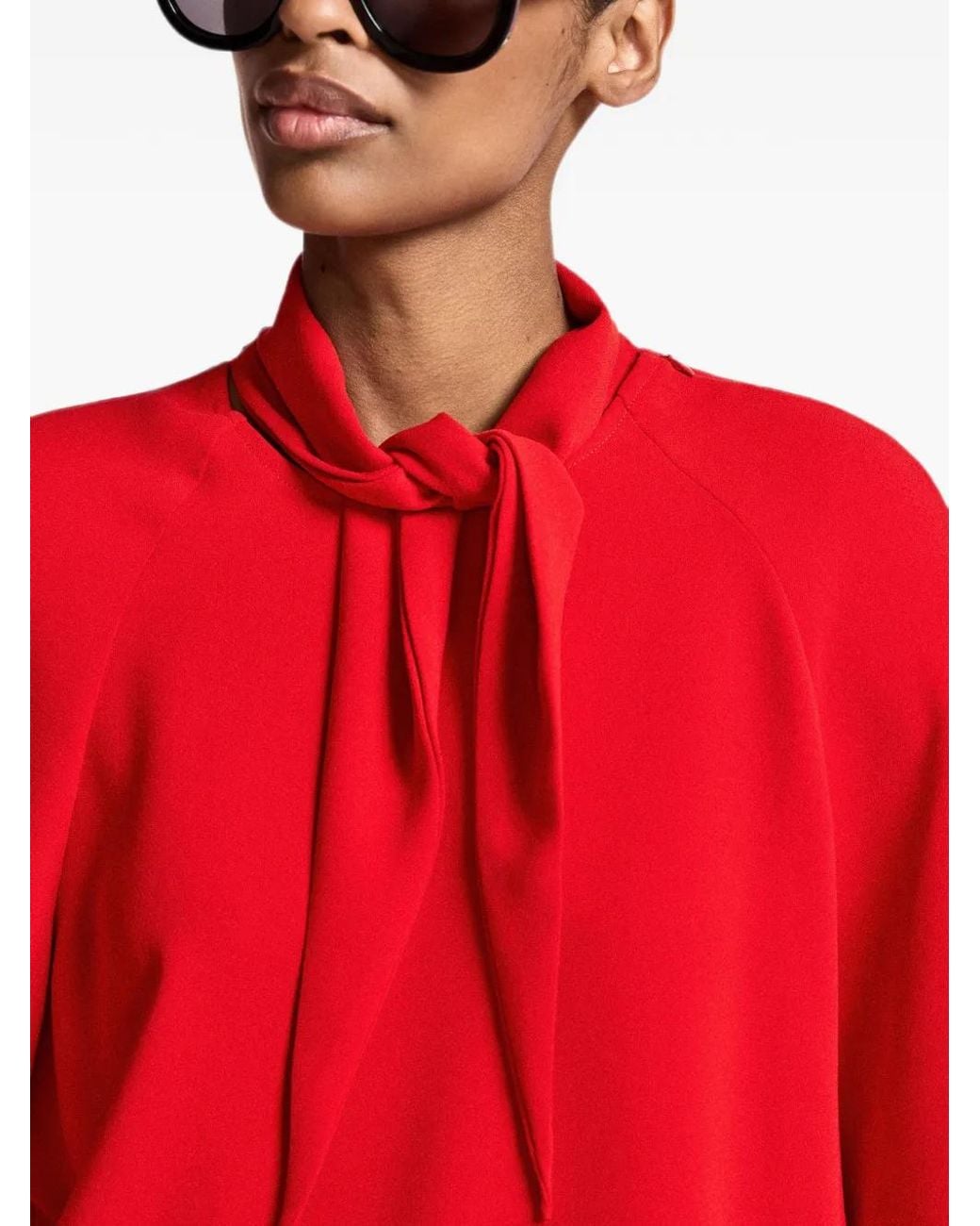 Essentiel Antwerp Red Kassie Pussy-Bow Blouse